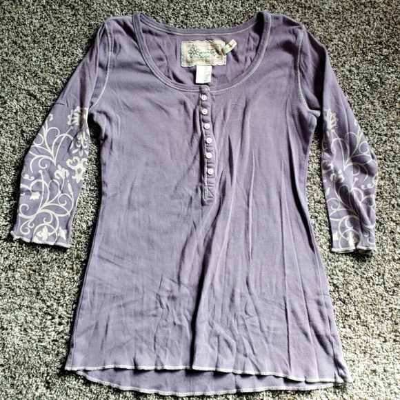 Aventura| Organic Cotton Henley Tunic Top with V-Neck - Picture 1 of 5
